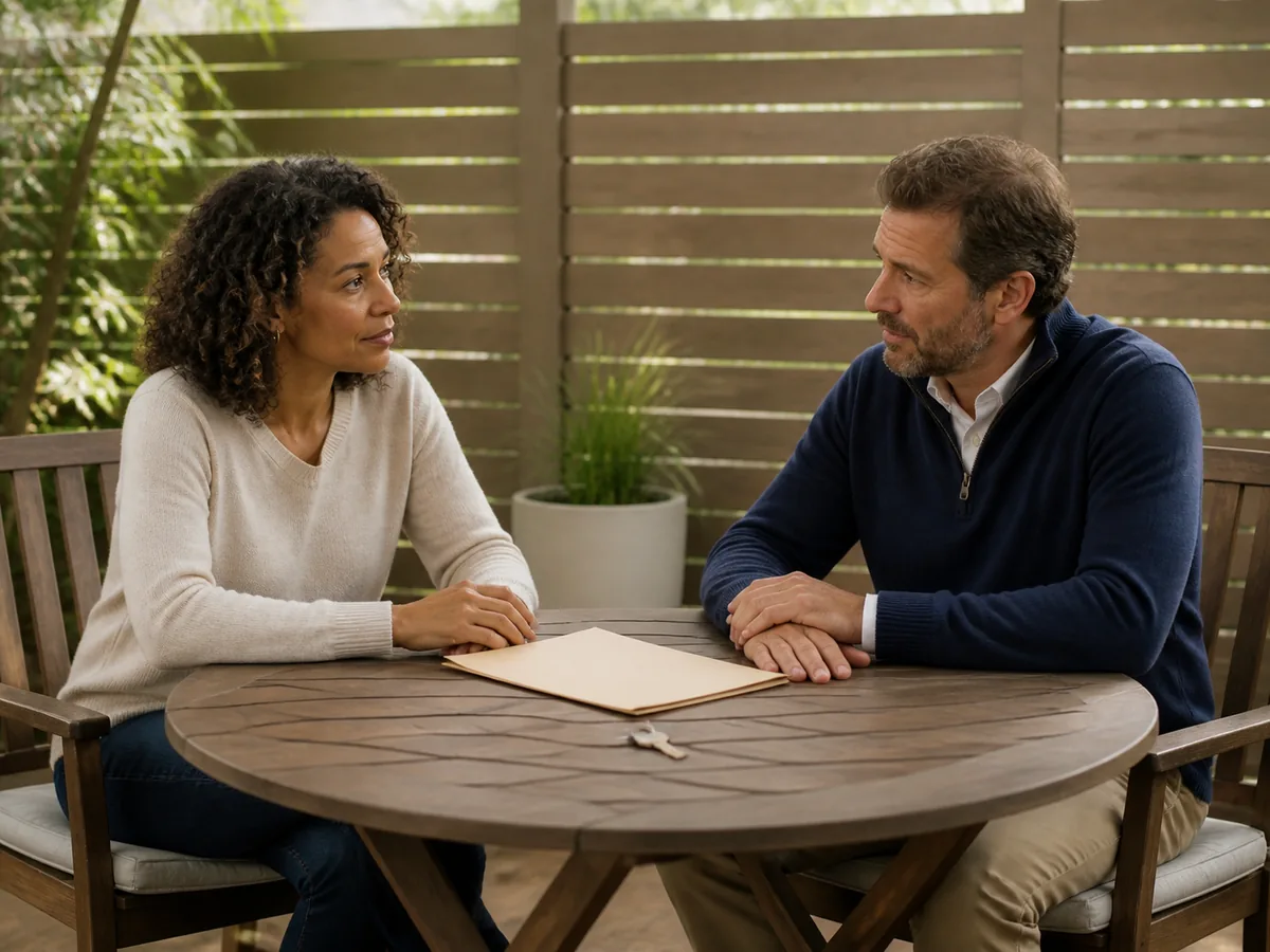 Couple signing divorce papers over a house key ? sell house during divorce NWA